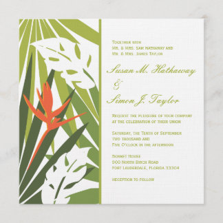Invitación a la boda floral tropical - Naranja ver