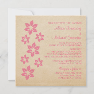 Invitación a la boda floral tropical rosada