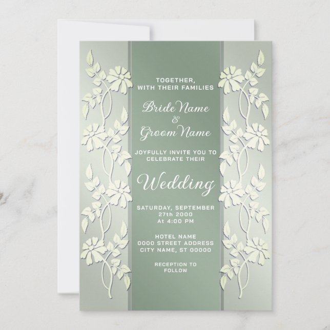 Invitación a la boda floral verde amarilla (Anverso)