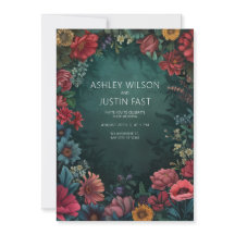 Invitación a la boda floral verde azulada