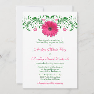 Invitación a la boda floral verde de Pink Gerber D
