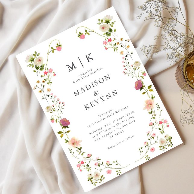 Invitación a la boda floral verde y blanca (Subido por el creador)