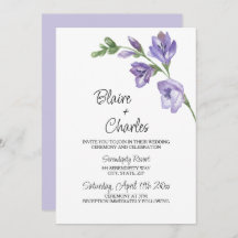 Invitación a la boda floral verde y de lavanda