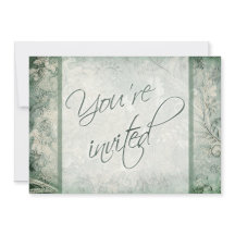 Invitación a la boda floral verde y marfil