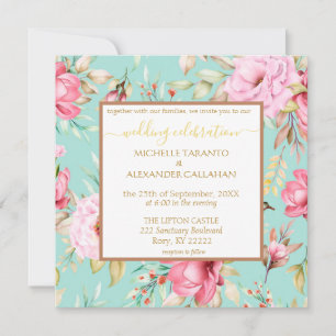 Invitación a la boda floral vintage