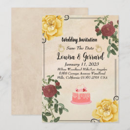 Invitación a la boda floral vintage