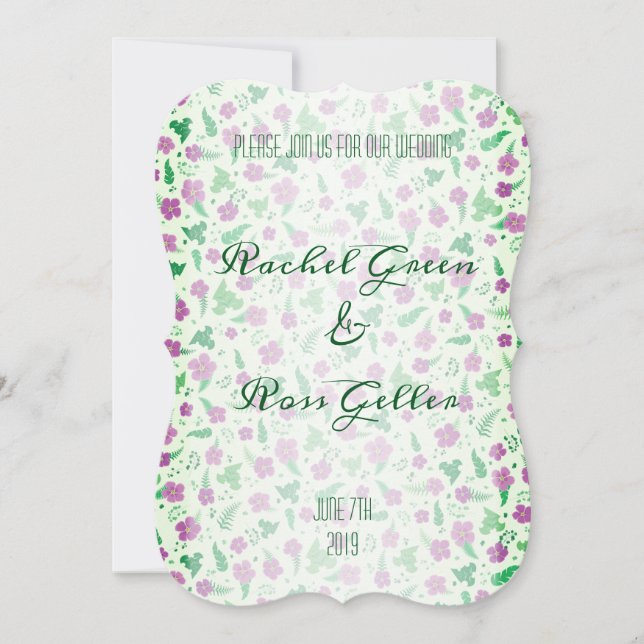 Invitación a la boda floral vintage (Anverso)