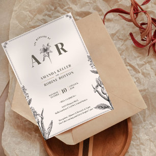 Invitación a la boda floral vintage