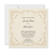 Invitación a la Boda Floral Vintage de Cream Gold