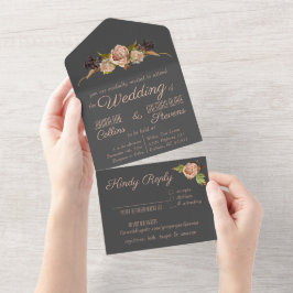 Invitación a la boda floral vintage de Rubor y Plu