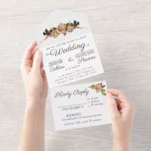 Invitación a la boda floral vintage de Rubor y Plu