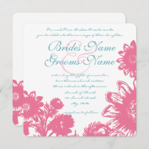 Invitación a la Boda Floral Vintage en Polvo Azul 