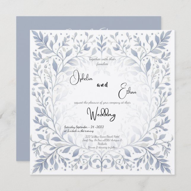 Invitación a la boda floral vintage francesa (Anverso / Reverso)