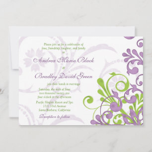 Invitación a la Boda Floral Violeta Púrpura Lime V