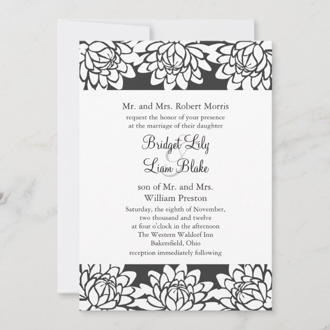 Invitación a la boda floral y moderna (Anverso)