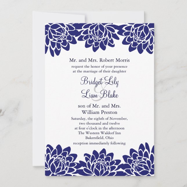 Invitación a la boda floral y moderna (Anverso)