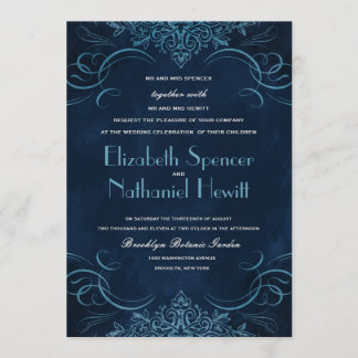 Invitación a la boda floreciente a medianoche