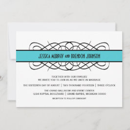 Invitación a la boda floreciente de Aqua Deco