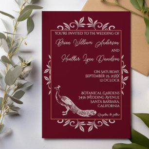 Invitación a la Boda Floreciente del Boda Rojo del