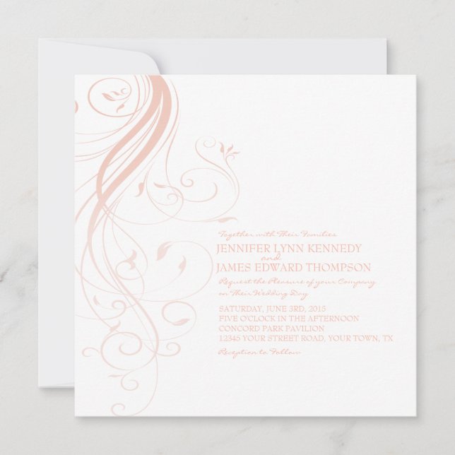 Invitación a la Boda Floreciente en Ombre Rosa (Anverso)