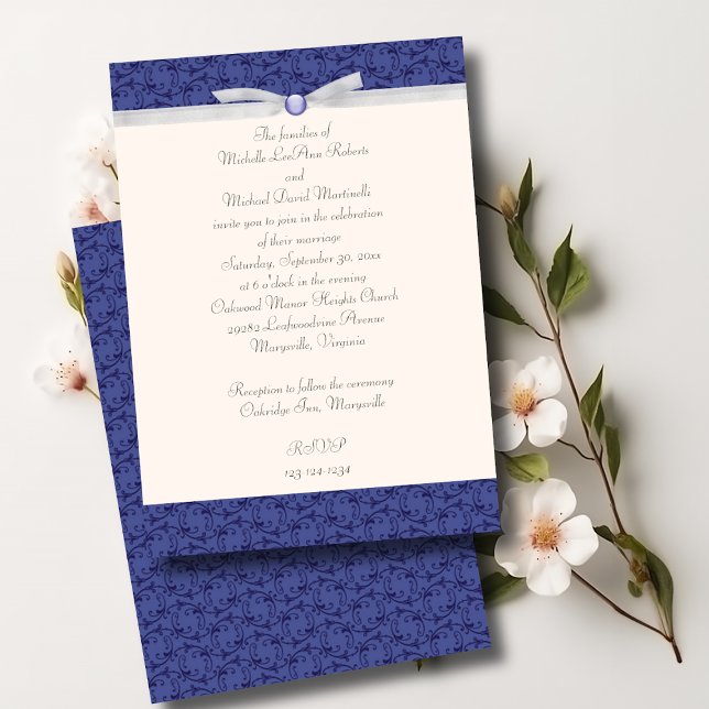 Invitación a la boda florentina azul real (Subido por el creador)