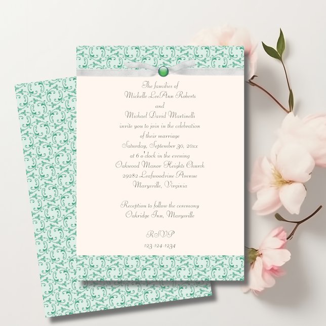 Invitación a la boda florentina Mint Green (Subido por el creador)
