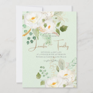 Invitación a la boda flores blancas de camelia