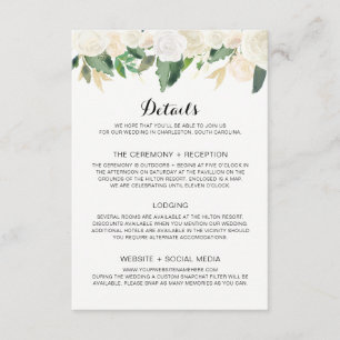Invitación a la boda Flores blancas - Tarjeta de d