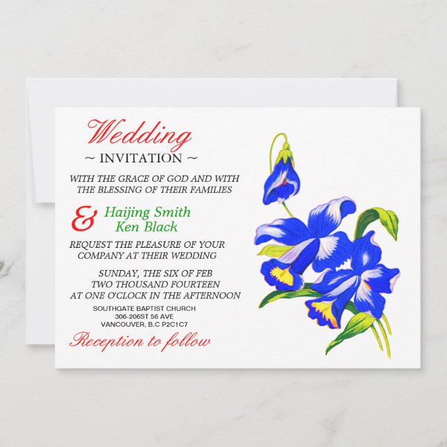 Invitación a la boda Flores de boda de orquídeas a (Anverso)