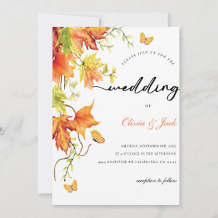 Invitación a la boda flores mariposa muestra la mo