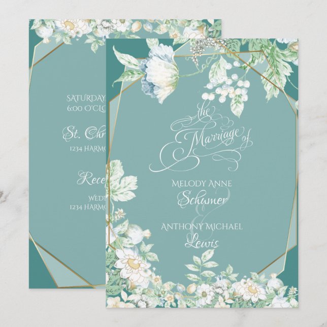 Invitación a la boda | Flores silvestres y bayas (Anverso / Reverso)