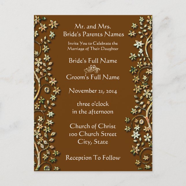 Invitación a la boda-Flores y nalgas marrones (Anverso)