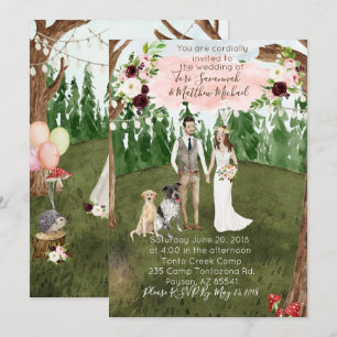 Invitación a la boda forestal con perros Dog-2