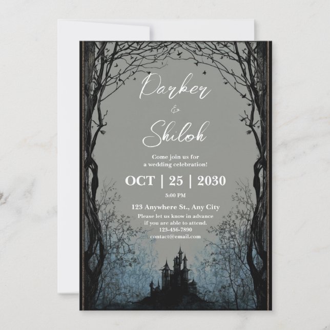 Invitación a la boda forestal de cuento de hadas o (Anverso)