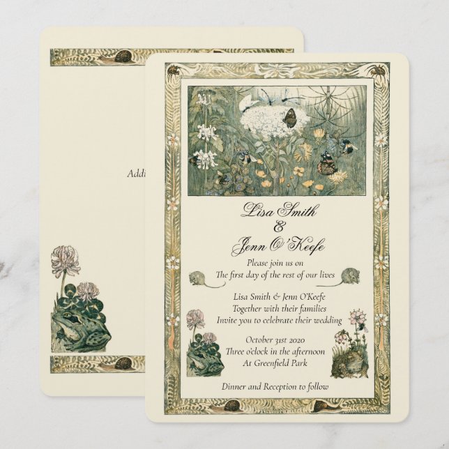 Invitación a la boda forestal de libros de cuentos (Anverso / Reverso)