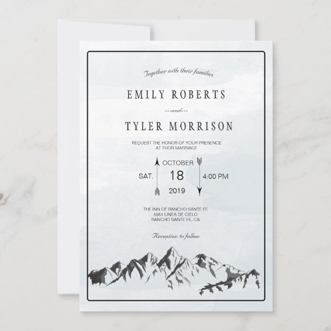 Invitación a la boda forestal de Mountain Woodland (Anverso)