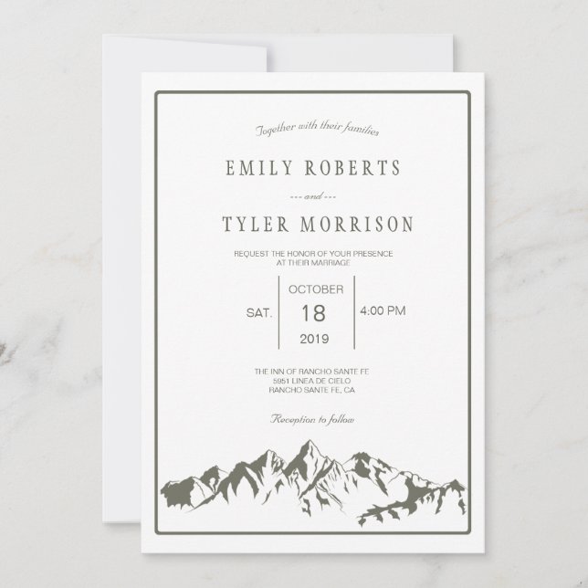 Invitación a la boda forestal de Mountain Woodland (Anverso)