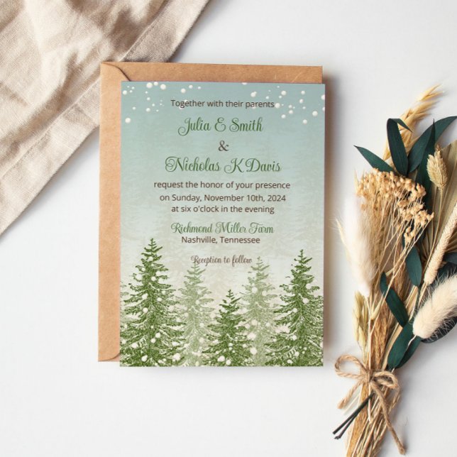 Invitación a la Boda Forestal de Nieve en Invierno (Subido por el creador)