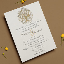 Invitación a la boda forestal encantada con oro