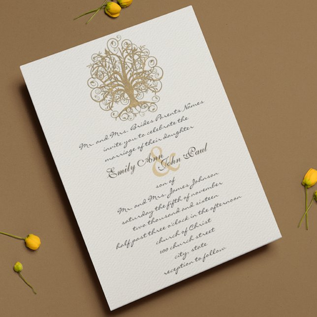 Invitación a la boda forestal encantada con oro (Subido por el creador)