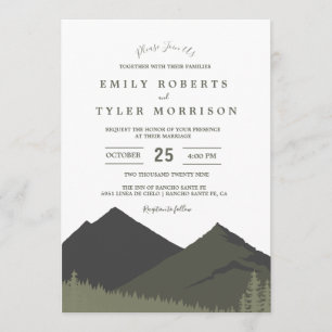 Invitación a la boda forestal Sage Mountain Woodla