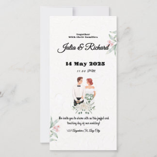 Invitación a la boda formal con flores de color be