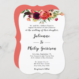 Invitación a la boda formal con flores de jardín r