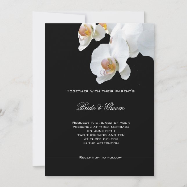Invitación a la boda formal con orquídea blanca (Anverso)