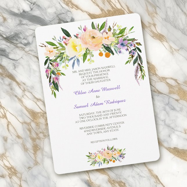 Invitación a la boda formal con sabor y floral (Subido por el creador)