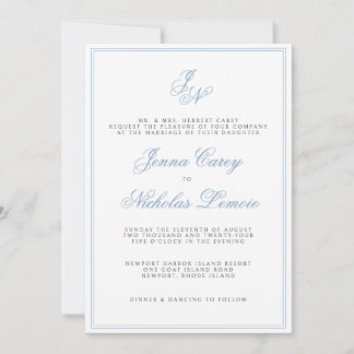 Invitación a la boda formal costera clásica