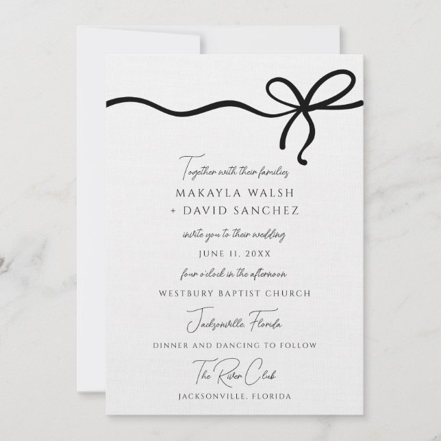 Invitación a la boda formal de Coquette Bow (Anverso)