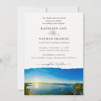 Invitación a la boda formal de destino de Lake Tah