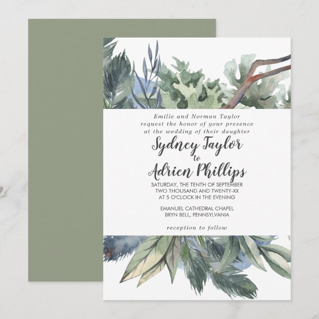 Invitación a la boda formal de invierno (Anverso / Reverso)