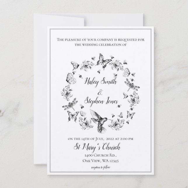 Invitación a la boda formal de la floral naturalez (Anverso)